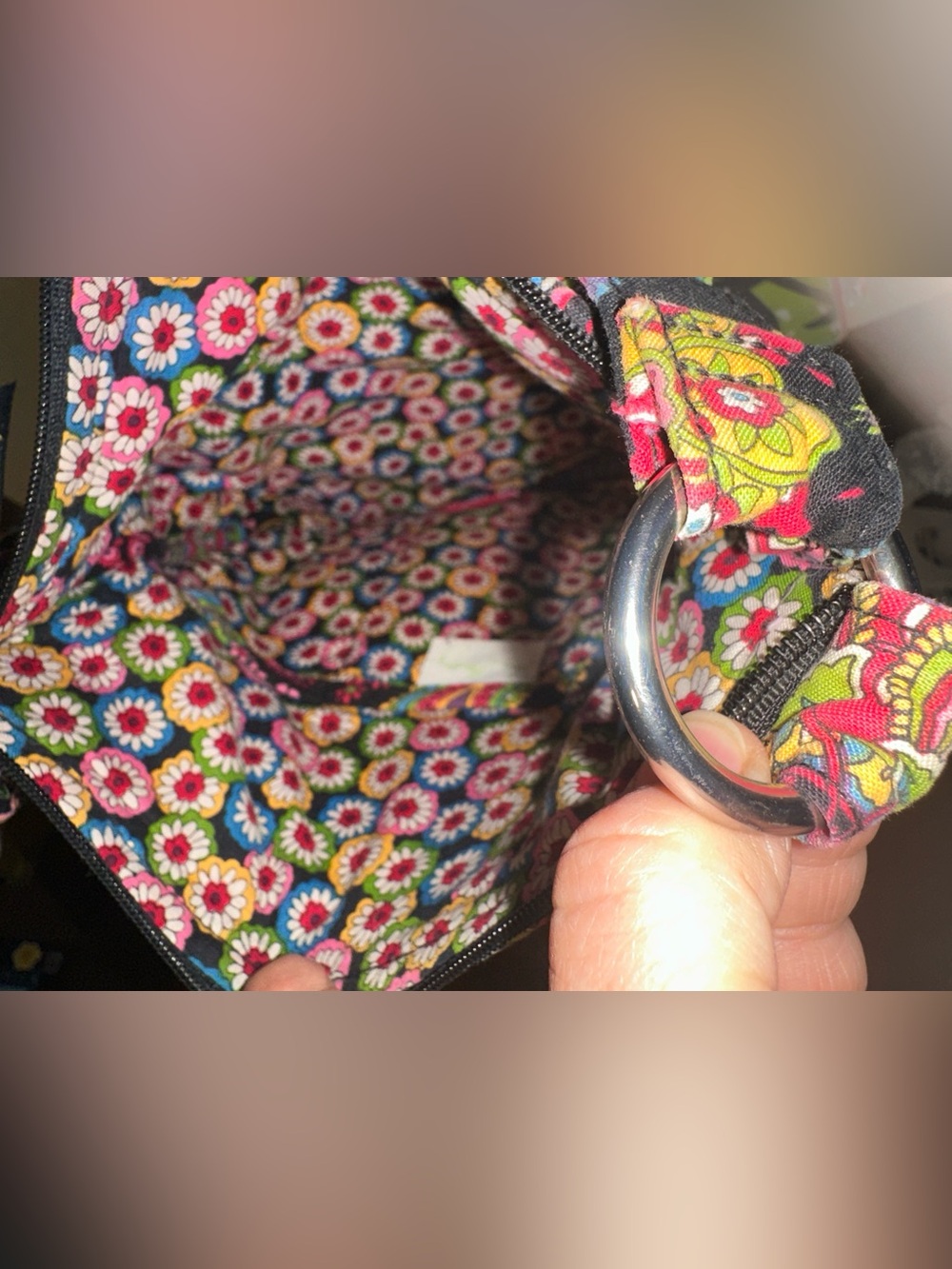 Vera Bradley Boho Floral Paísley Quilted Crossbody Bag Pink Black Travel Purse - Picture 4 of 8